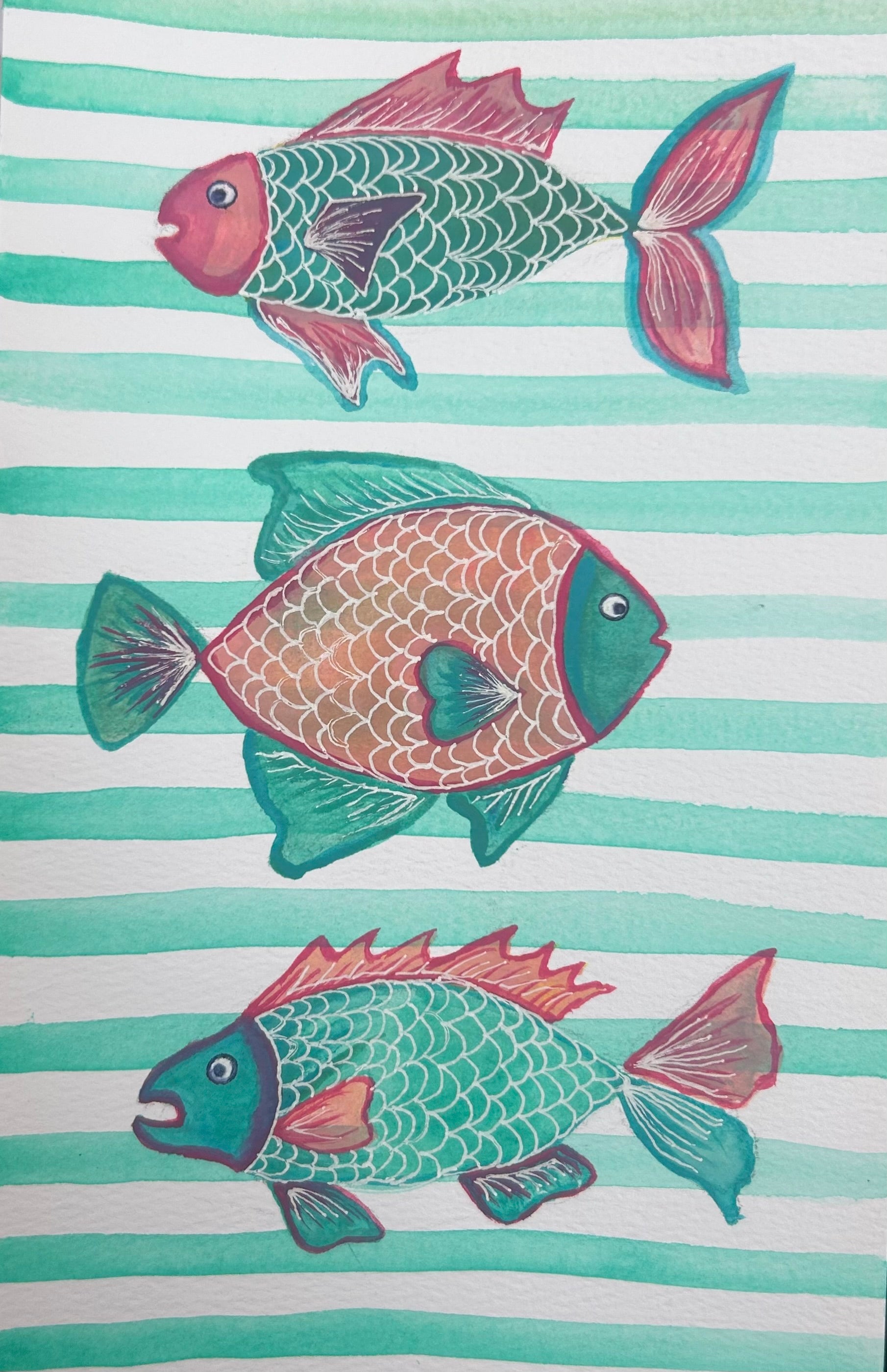 Striped Fish Watercolor Painting