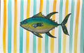 Striped Yellow-fin Tuna Watercolor